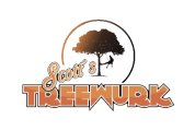 Logo for "Scott's Treewurk" featuring an orange and black color scheme. A silhouette of a tree with leaves inside a circular design is above the text. The word "Treewurk" appears in bold, stylized lettering.